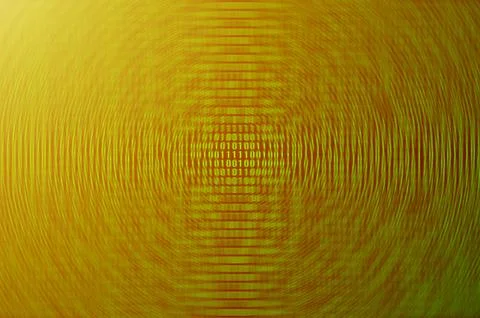 An image of a blurry binary code made up of a set of green numbers on a black 库存照片