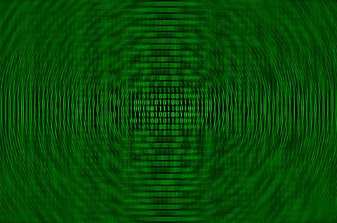 An image of a blurry binary code made up of a set of green numbers on a black 스톡 사진