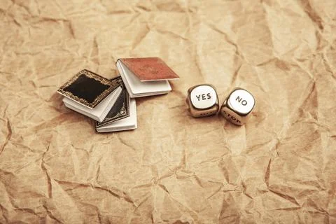 Image of book yes no cube Stock Photos