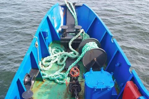 Image of the bow of the catamaran ship Stock Photos
