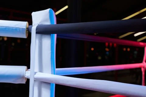 Image of a boxing ring without anyone. The concept of boxing, wrestling, ki.. Stock Photos