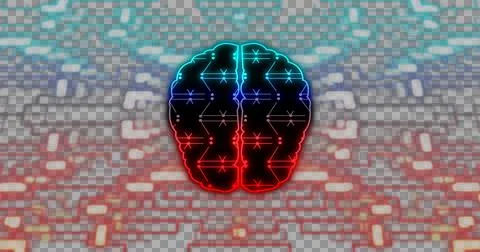 Image of brain over network of connections, created using generative ai Illustrazione stock