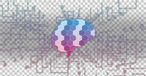 Image of brain over network of connections, created using generative ai Illustrazione stock