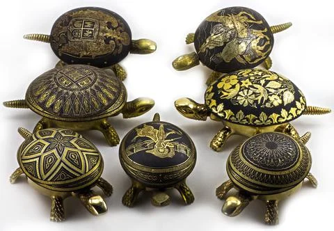 Image of  Brass Mechanical turtle bells Stock Photos