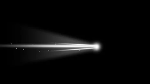 An image with a bright light beam and glowing dots on a black background, p.. 스톡 일러스트