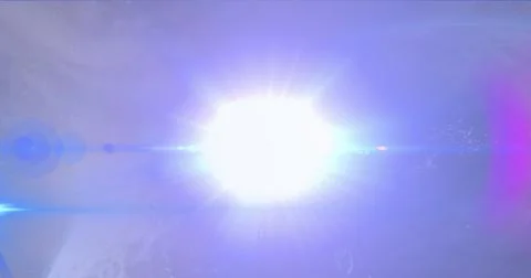 Image of bright light spot over globe against blue background Ilustração Stock