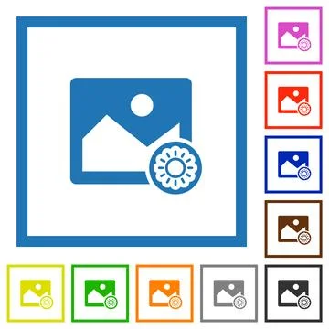 Image brightness flat framed icons Illustrazione stock