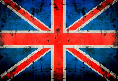 An image of the British flag on an old, dirty wall. Stock Illustration