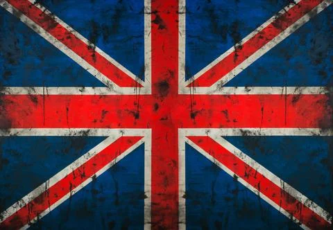 An image of the British flag on an old, dirty wall. Stock Illustration