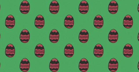 Image of brown and black patterned easter eggs on green background Stock Illustration