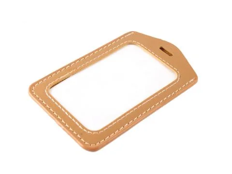 Image of brown leather labels isolate on white Stock Photos