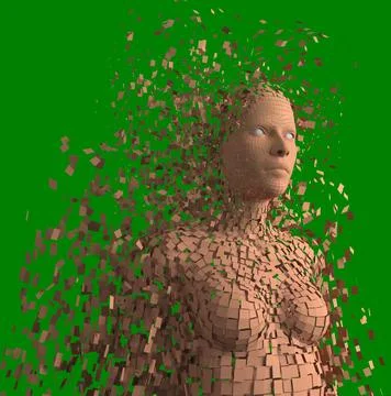 Image of brown pixels forming 3d female avatar イラスト素材