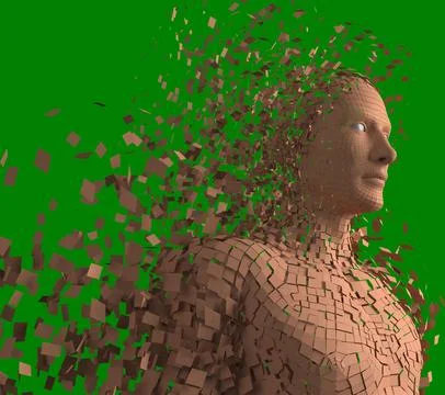 Image of brown pixels forming 3d male avatar Ilustração Stock