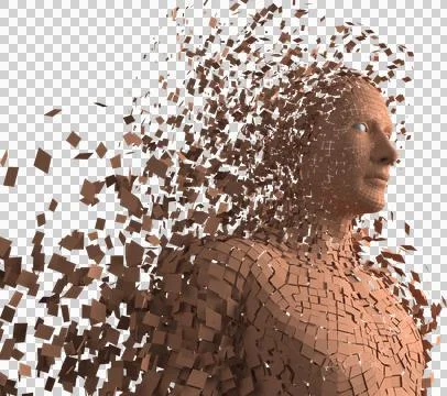 Image of brown pixels forming 3d male avatar Ilustração Stock