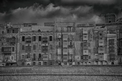 Image of buiding filled with windows in Malta Stock Photos