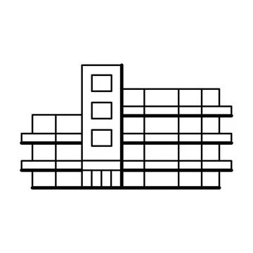 Image of building linear. Emblem real estate company. Ilustración de archivo