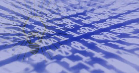 Image of bulb over hexadecimal code on blue background Stockillustratie