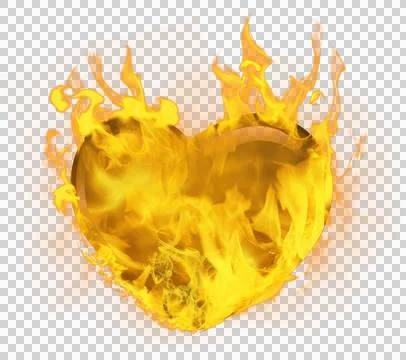 Image of burning heart shape in flames Stock Photos