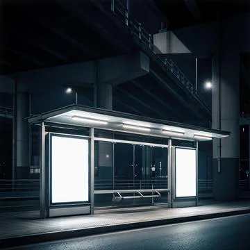 An image of a Bus Stop isolated on a city background Stock Illustration