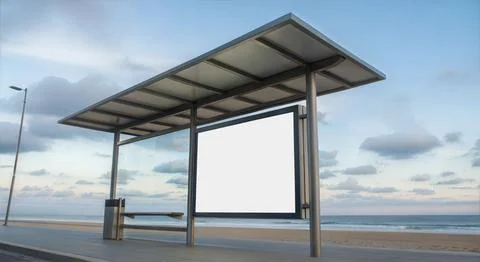 An image of a Bus Stop isolated on a city background Stock Illustration