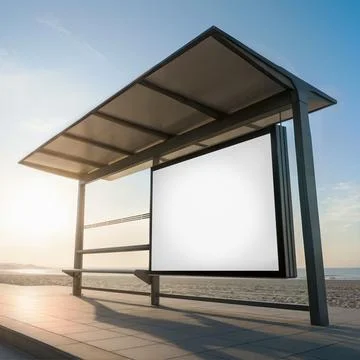 An image of a Bus Stop isolated on a city background Stock Illustration