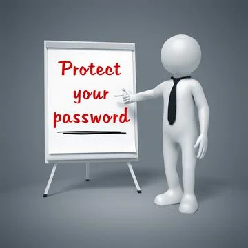 An image of a business man presenting Protect your password Stock Illustration