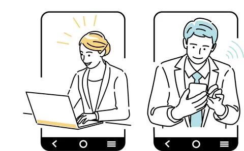 An image of a businessman with a set for navigating the Internet. Stock Illustration