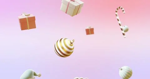 Image of calendar with numer 25 and christmas decorations on pink background Stock Illustration
