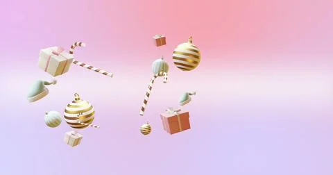 Image of calendar with numer 25 and christmas decorations on pink background Illustrazione stock