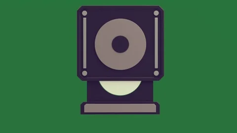 With an image of camera and floppy on speaker it black button icon Stock-Footage 335980257