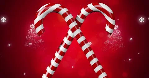 Image of candy cane icon over star against red background 库存插图