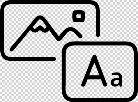 Image with caption in outline icon style. Stock Illustration