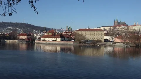 This image captures a beautiful view of Prague with its iconic red-roofed buildi Video stock 302633579