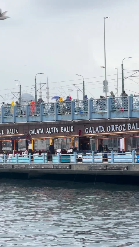 This image captures a bustling scene on Galata Bridge Stock Footage 315664668