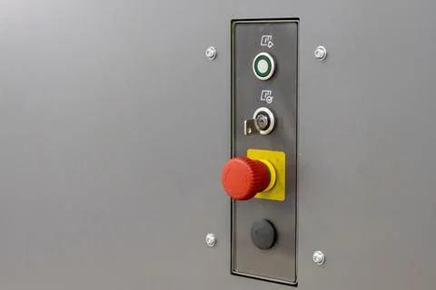 This image captures a close-up of an essential industrial control panel, meti Stock Photos