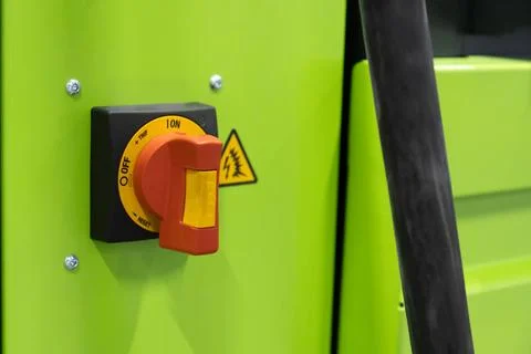 This image captures a close-up of an essential industrial control panel, meti Stock Photos