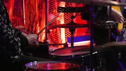 This image captures a drummer's hands playing on cymbals 動画素材 315244076