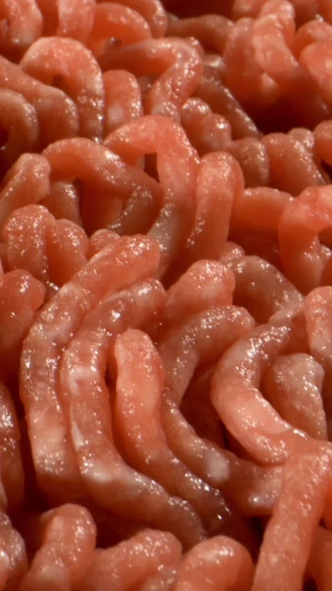 Image Capturing Freshly Ground Beef With Fat Streaks And Marbling Patterns Stock Footage 333427262