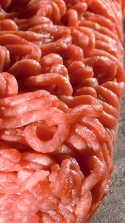 Image Capturing Freshly Ground Beef With Fat Streaks And Marbling Patterns Stock Footage 333427491