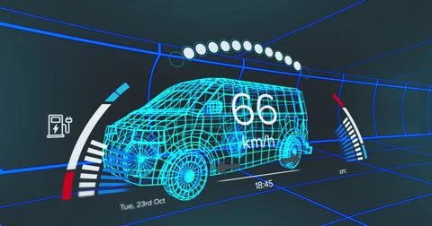 Image of car drawing over man wearing van and van Stock Photos