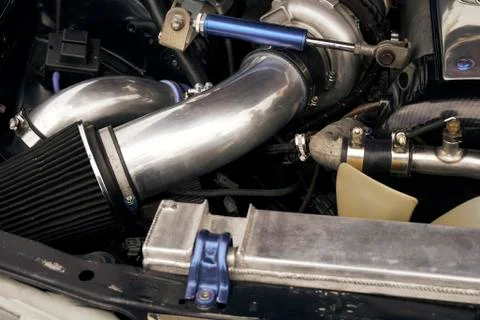 Image of the car engine. Turbocharging. Stock Photos