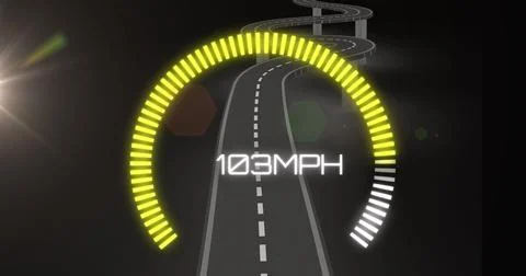 Image of car panel and road over black background Ilustração Stock