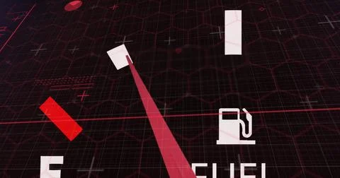 Image of car panel over diagrams and shapes on black background Illustrazione stock