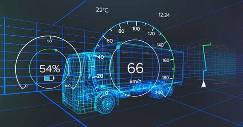 Image of car panel over digital lorry Stock Illustration