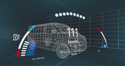 Image of car panel over digital car イラスト素材