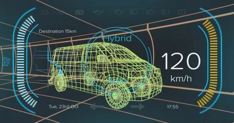 Image of car panel over digital car Stock Illustration