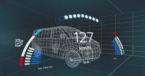 Image of car panel over digital car Stock Illustration