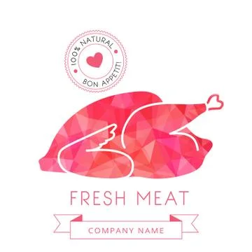 Image carcass chicken or turkey meat of poultry for design menus, recipes and Illustrazione stock