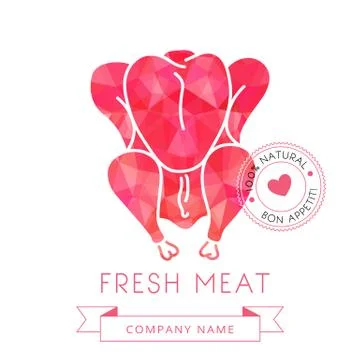 Image carcass chicken or turkey meat of poultry for design menus, recipes and Stock Illustration