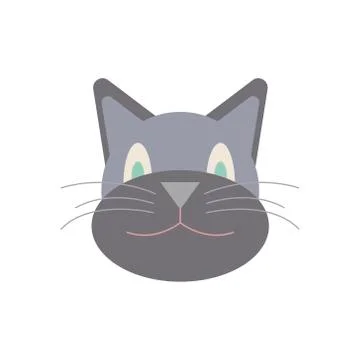 Image of a cat's face in a flat style. Vector illustration on a white backgro Stock Illustration